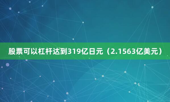股票可以杠杆达到319亿日元（2.1563亿美元）